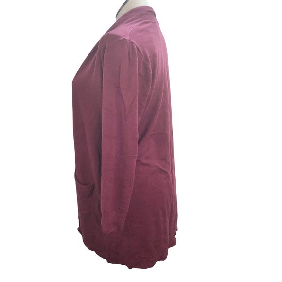 Evolution Women's 2X Burgundy Open Front Sweater Pockets Long Sleeve - Picture 4 of 9